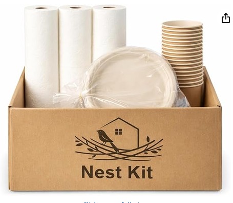 Nest Kit bundle box with plates, cups and paper towels